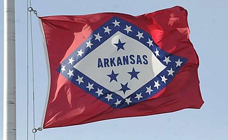 The Arkansas flag is shown in this file photo.